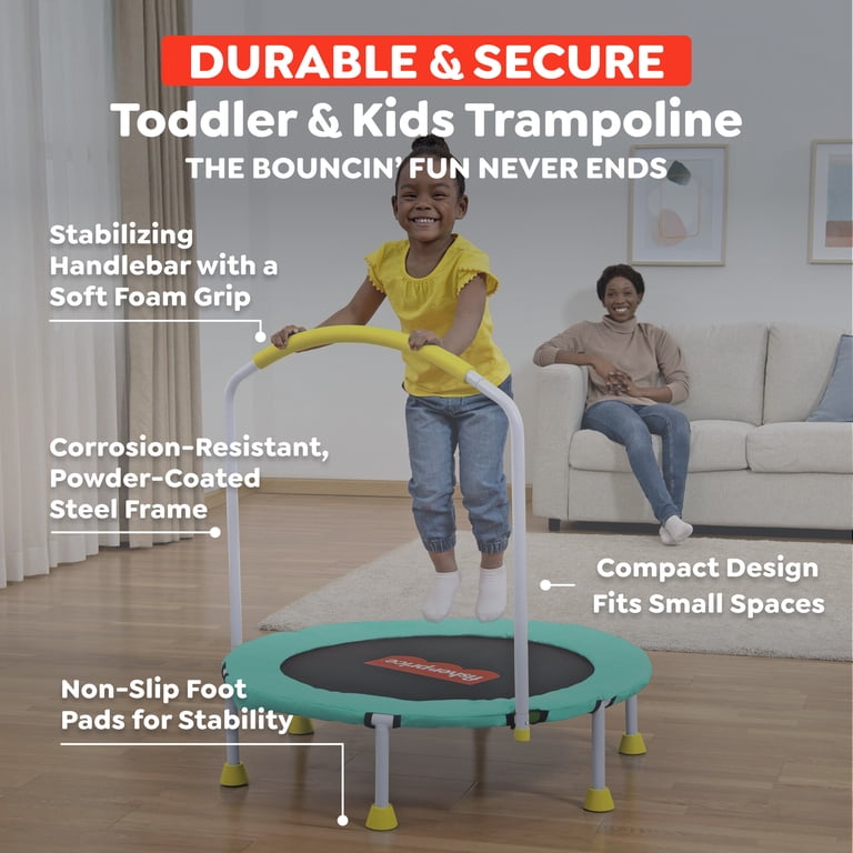 Fisher-Price WonderJump 3ft Indoor Mini Trampoline w/Handlebar for