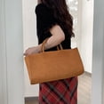 thumbnail image 3 of Bolso Con Asa Superior Tote Gamuza Cercanías Omnibus Gran Capacidad Contiene Interior (Marrón), 3 of 9