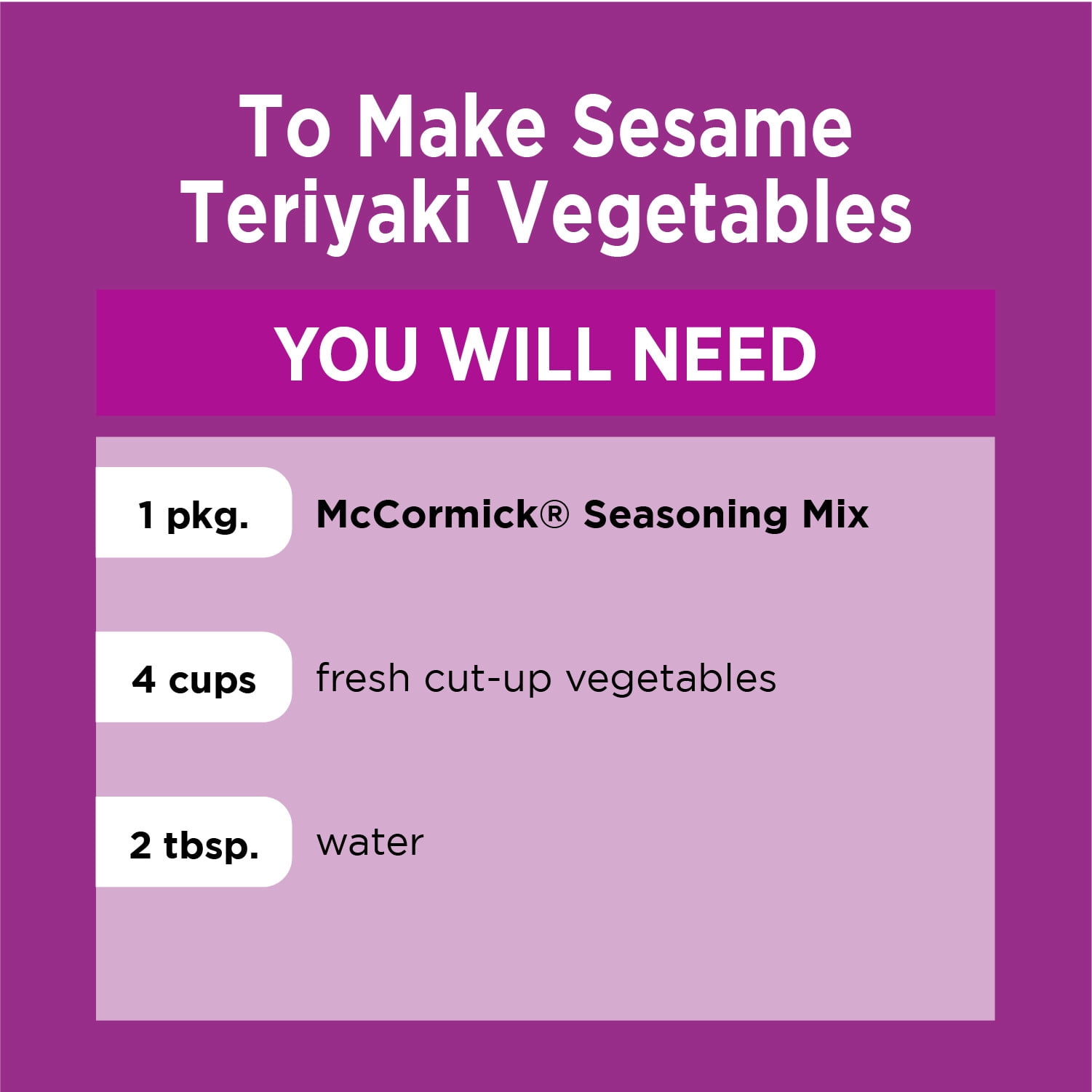 McCormick Sesame Teriyaki Speedy Sides Seasoning Mix Kit, 0.87 oz