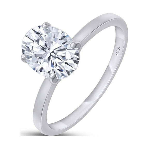 1 1/3 Carat 8X6MM Oval Shape Lab Created Moissanite Diamond Solitaire Engagement Ring For Women In 14K White Gold Over Sterling Silver (VVS1 Clarity, 1.33 Cttw)-4