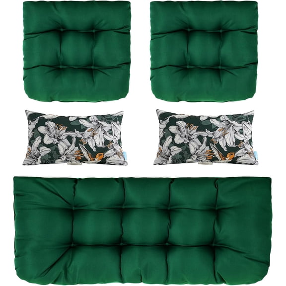 ARTPLAN Outdoor Cushions Loveseat All Weather Chair Cushions Cushions Set of 5 Wicker Tufted Pillow for Patio Furniture