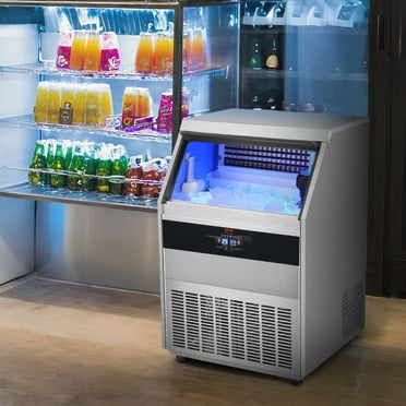 KFFKFF 450lbs/24H 160 Ice Cubes Commercial Ice Maker Freestanding Cabinet Machine Blue Light,Electric Water Drain Pump,Water Filter