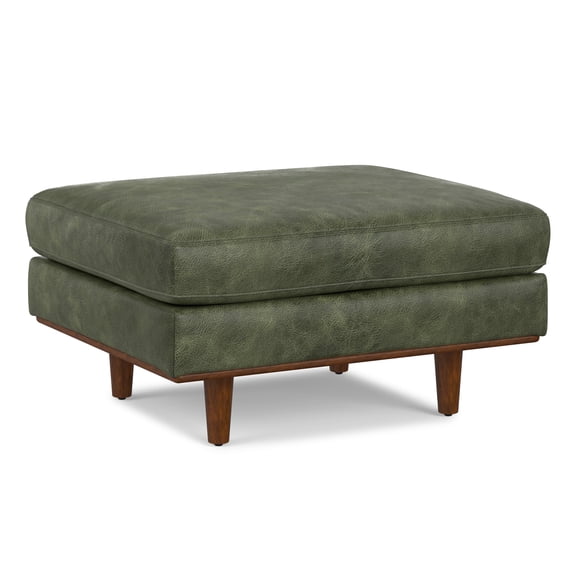 Morrison 33 inch Wide Mid-Century Modern Table Ottoman in Moss Green Genuine Leather