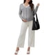 thumbnail image 2 of CAMISAS DE MATERNIDAD CHIC PARA MUJERES INSPIRE, CAMISAS DE EMBARAZO DE MANGA LARGA, CUELLO EN V, TOPS DE LACTANCIA FALSOS DE 2 PIEZAS, L GRIS, 2 of 6