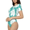 thumbnail image 2 of The Xecao Vintage Floral Women's Crew Neck Body Suit, a short-sleeved bodysuit and basic swimsuit, both comfort and style for dating and daily life, 2 of 9