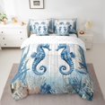 thumbnail image 2 of Seahorse Queen Comforter Set,7 Pieces Soft Vintage Ocean Coastal Comforters with Fitted Sheet,Flat Sheet,2 Pillow Shams,and 2 Pillowcases- Retro Coral Seaweed Nautical Sea Animal Bedding Sets, 2 of 5
