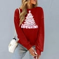 thumbnail image 6 of asdoklhq Christmas Plus Size Sweaters for Women Round Neck Hoodless Christmas Printed Casual Loose Sweatshirt Wine L, 6 of 6