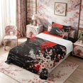 thumbnail image 3 of Manfei Stylized Temple Twin Sheet Sets for Girls Women, Red Moon Blossom Bedding, Black Red White 3 Pieces, 1 Flat Sheet, 1 Fitted Sheet and 1 Pillowcase, 3 of 6