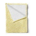 thumbnail image 2 of Greek Key Soft Flannel Fleece Throw Blanket, Roman Culture Themed Minimalist Pattern Meander Diagonal Squares Tile, Cozy Plush for Indoor and Outdoor Use, 50" x 60", Yellow White, by Ambesonne, 2 of 5