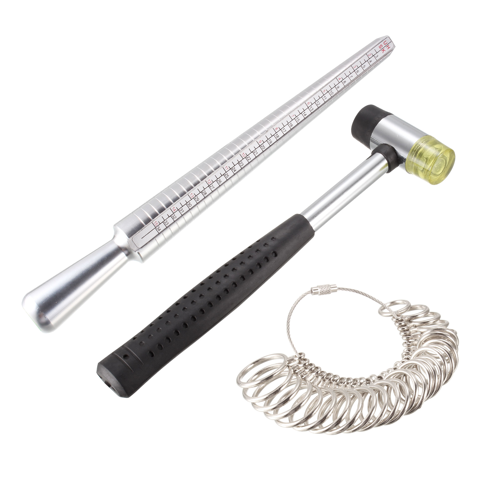 Ring Sizer Mandrel Kit Aluminum 4 Sizes Finger Measuring Stick with 28