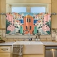 thumbnail image 2 of Yayeee Kitchen Curtains Tier Set of 2 Light Filtering 57"x36" Over Sink Window Panels, Art City, 2 of 7