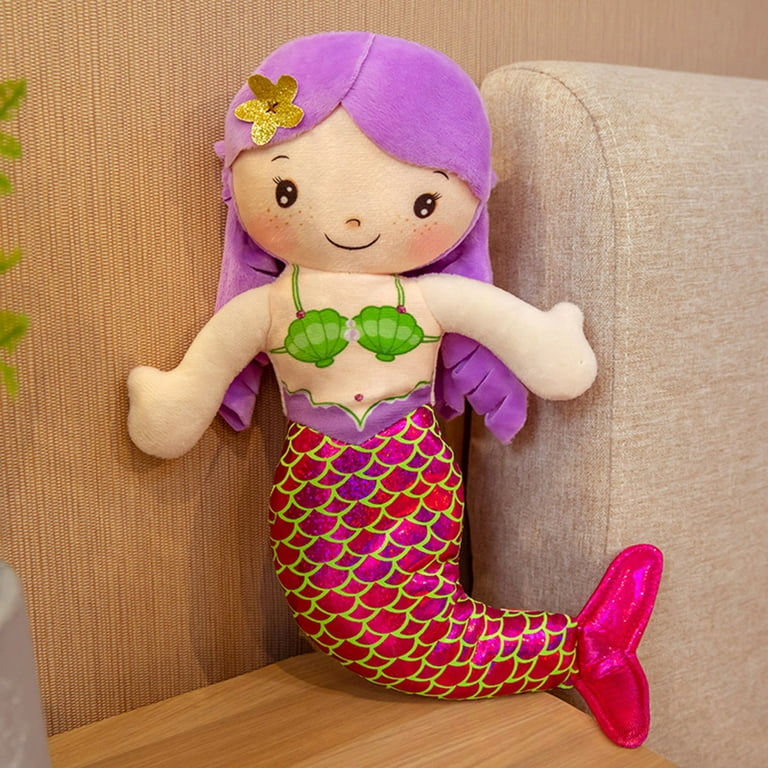 30cm Funny Mermaid Soft Toys Kids Stuffed Plush Toys Pretend Playing Dolls Purple Mermaid Throw Pillow Gifts