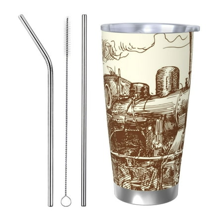 

Vsdgher Train 20 Oz Stainless Steel Vacuum Insulated Travel Mug Coffee Cup for Home Office Outdoor Works Great for Ice Drinks and Hot Beverage -Straw Three-piece Set