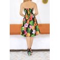 thumbnail image 3 of LA LEELA Women's Summer Boho Halter Smocked Mini Flowy Beach Dress Tube Top Strapless Dresses for Women One Size Multi, Pineapple Floral, 3 of 3