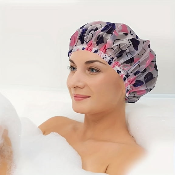 4-Pack Hair Shower Caps, Reusable Waterproof Bath Caps, Elastic Shower Caps for Women and Kids, Hair Protection Caps for Spa, Travel and Home Use