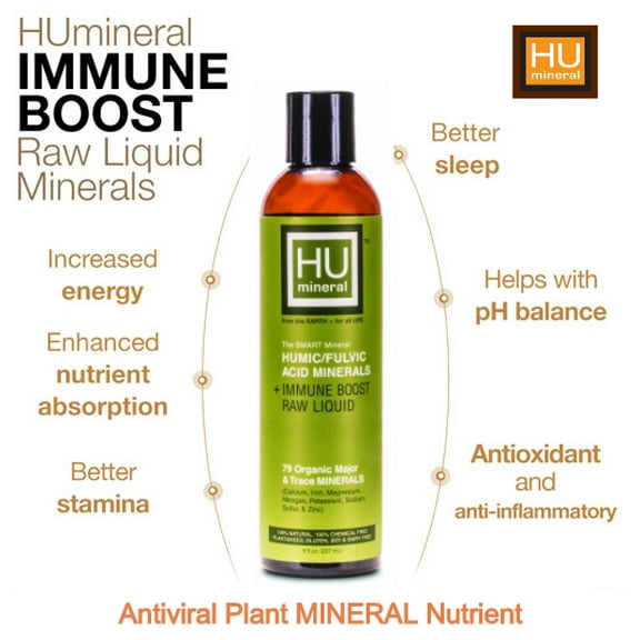 HUmineral Humic/Fulvic Acid Mineral Imm Boost - Raw LIQUID, 8oz (47 Day Supply)