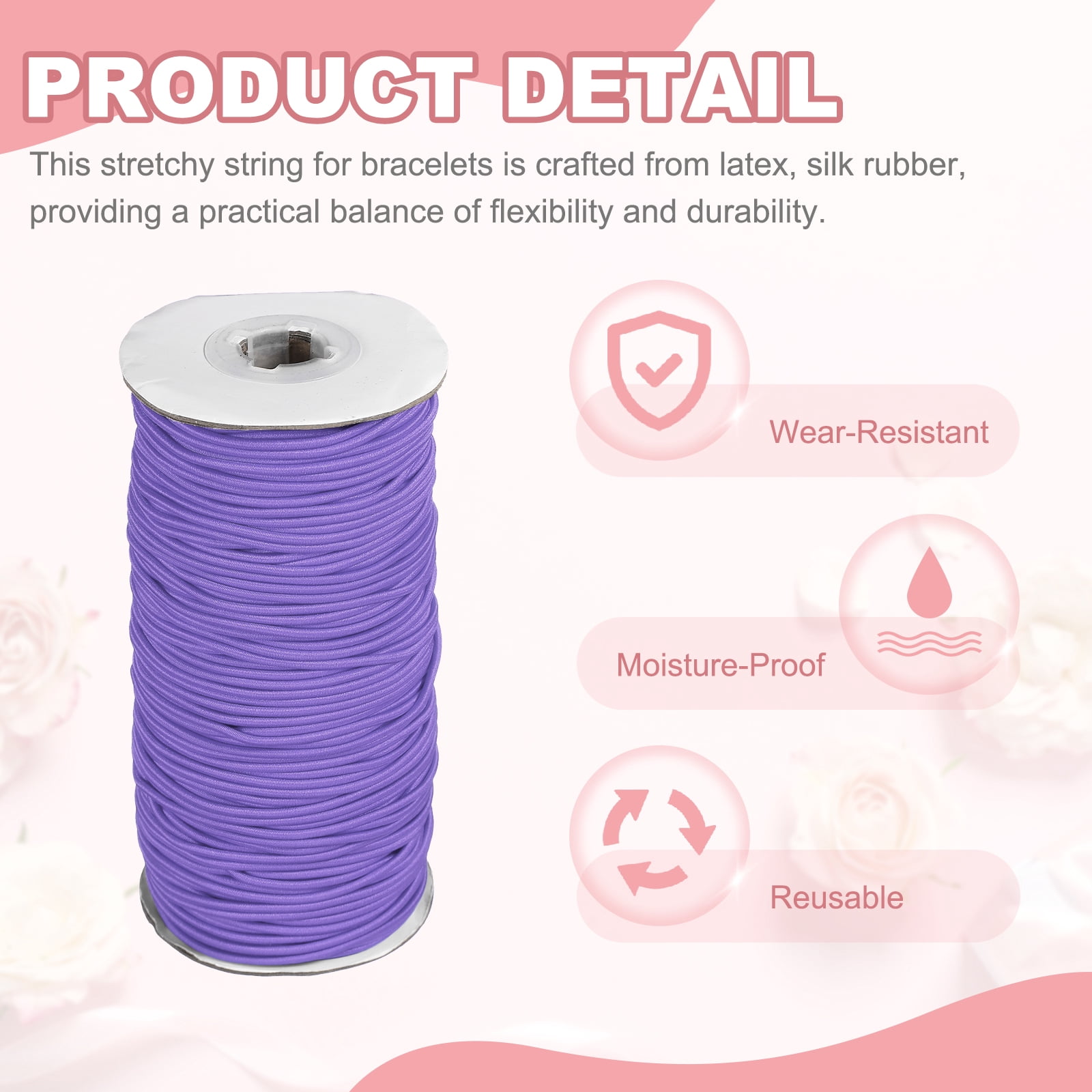 Uxcell Stretchy String for Bracelets, Elastic Crystal Thread Stretch Elastic Beading Cord 2mm & Purple-Fitting For(Bracelets/Sewing/Beading/Necklace/Jewelry Making/Crafts DIY)