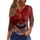 thumbnail image 1 of Camiseta gráfica de Halloween para mujer, camiseta informal de manga 3/4, estampado espeluznante "HELP", cómoda y elegante, 1 of 5