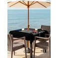 thumbnail image 2 of Outdoor Tablecloth with Umbrella Hole and Zipper, Black American Flag Square Table Cloth 60x60 Inch Waterproof Tablecloth, Abstract Red Hockey Stripes Us Flag Picnic Table Cover for Patio Camping, 2 of 7