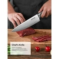Knife Set, Stainless Steel Kitchen Knife Set with Wood Block, One Piece