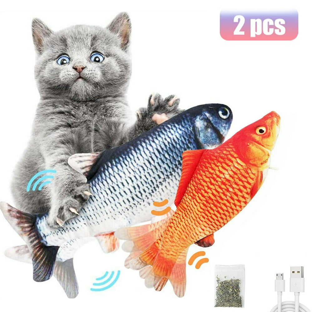 2 Pack Floppy Fish Cat Toy, Realistic Moving Flippity Fish