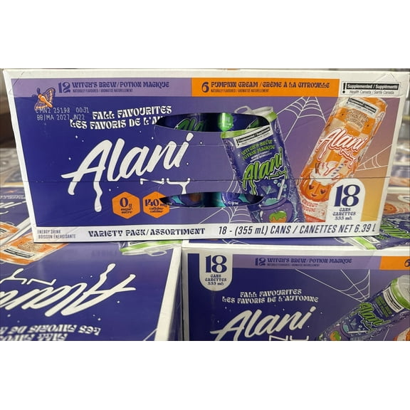 Alani NU Energy Drink  combo Fall Favourites 18 x 355 mL 12 Witch's Brew6 Pumpkin Cream