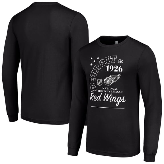 Men's Starter  Black Detroit Red Wings Arch City Theme Graphic Long Sleeve T-Shirt