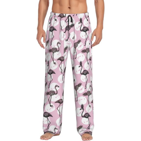 Vsdgher Pineapple Flamingo Print Mens Pajama Pants Sleep & Lounge Pants, PJ Bottoms With elastic waistb and Pockets