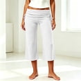 thumbnail image 4 of Lmueinov Capri Leggings for Women Plus Size Fold Over Waist Wide Leg Stretchy Yoga Pants High Waist Athletic Trousers for Gym Workout Daily Casual Wear, 4 of 8