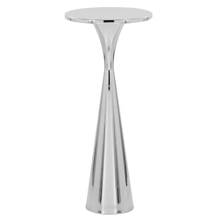 Gemma 22 Inch Polished Nickel Metal Side Table, Modern Hourglass Cocktail Table for Living Room