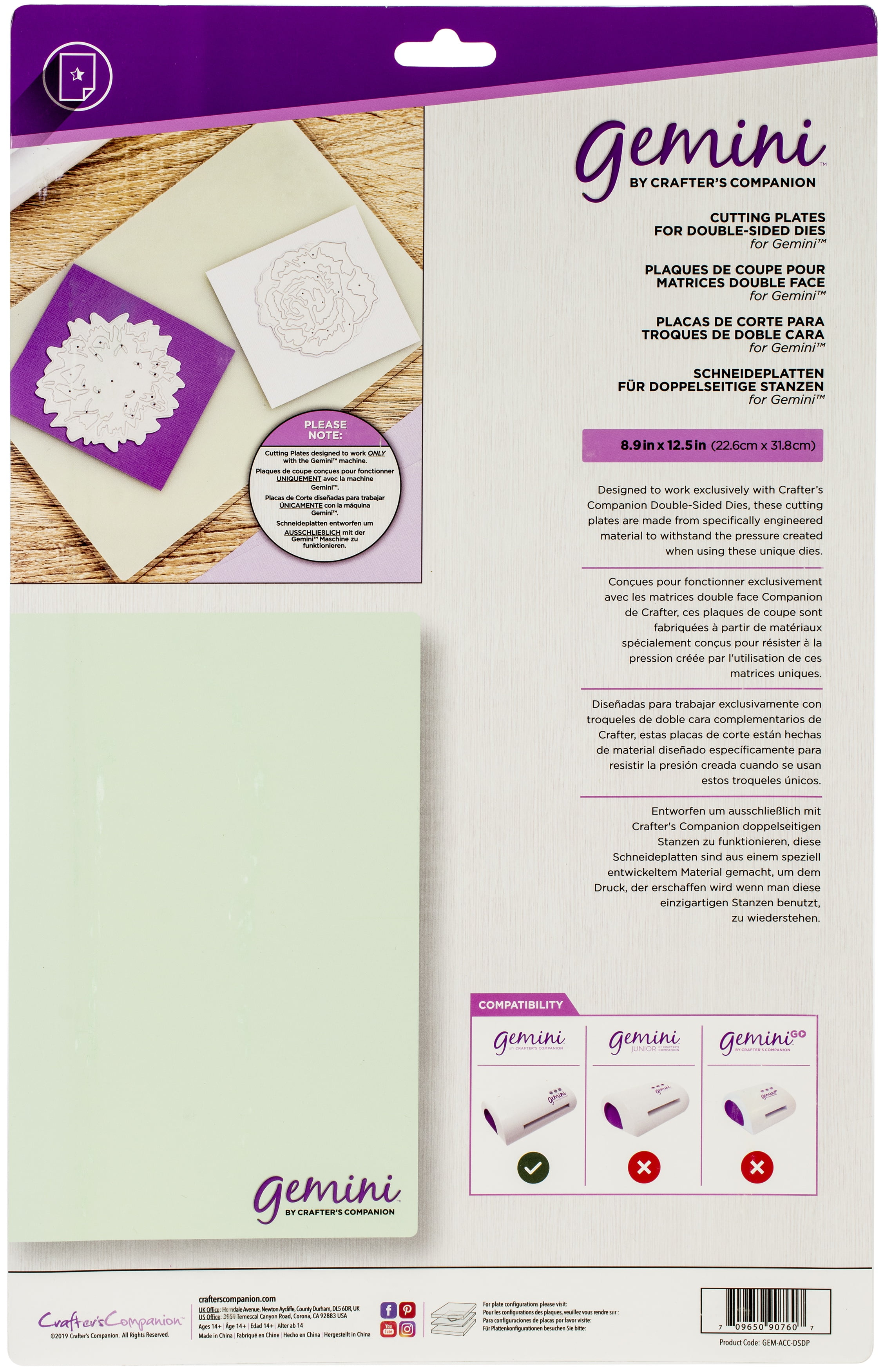 Crafter's Companion Gemini Clear Cutting Plates 2/Package, For Double