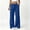 Blue women wide leg pants with pockets a1, variant on Usloyux Women's Wide Leg Trousers with Pockets Flowy Drawstring Long Pants for Summer Beach Casual Party Work, Dark Gray L