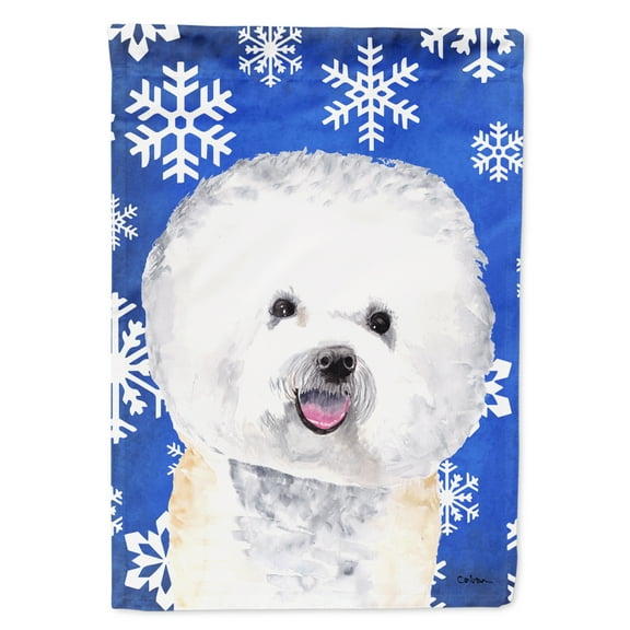 Carolines Treasures SC9362-FLAG-PARENT Bichon Frise Winter Snowflakes Holiday Flag multicolor