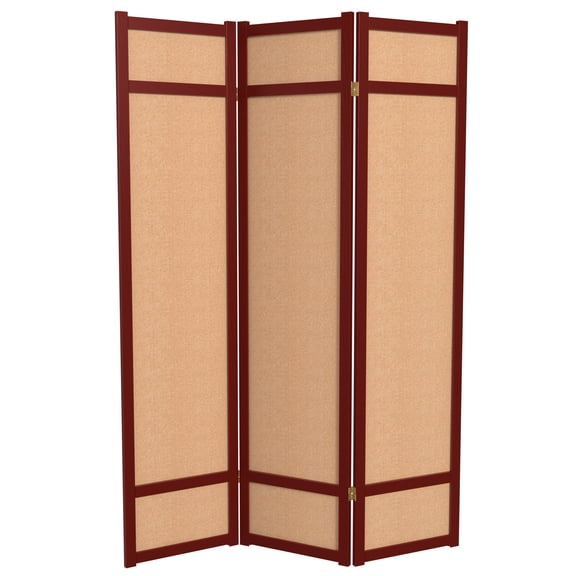 6 ft. Tall Jute Shoji Screen - 3 Panel - Rosewood