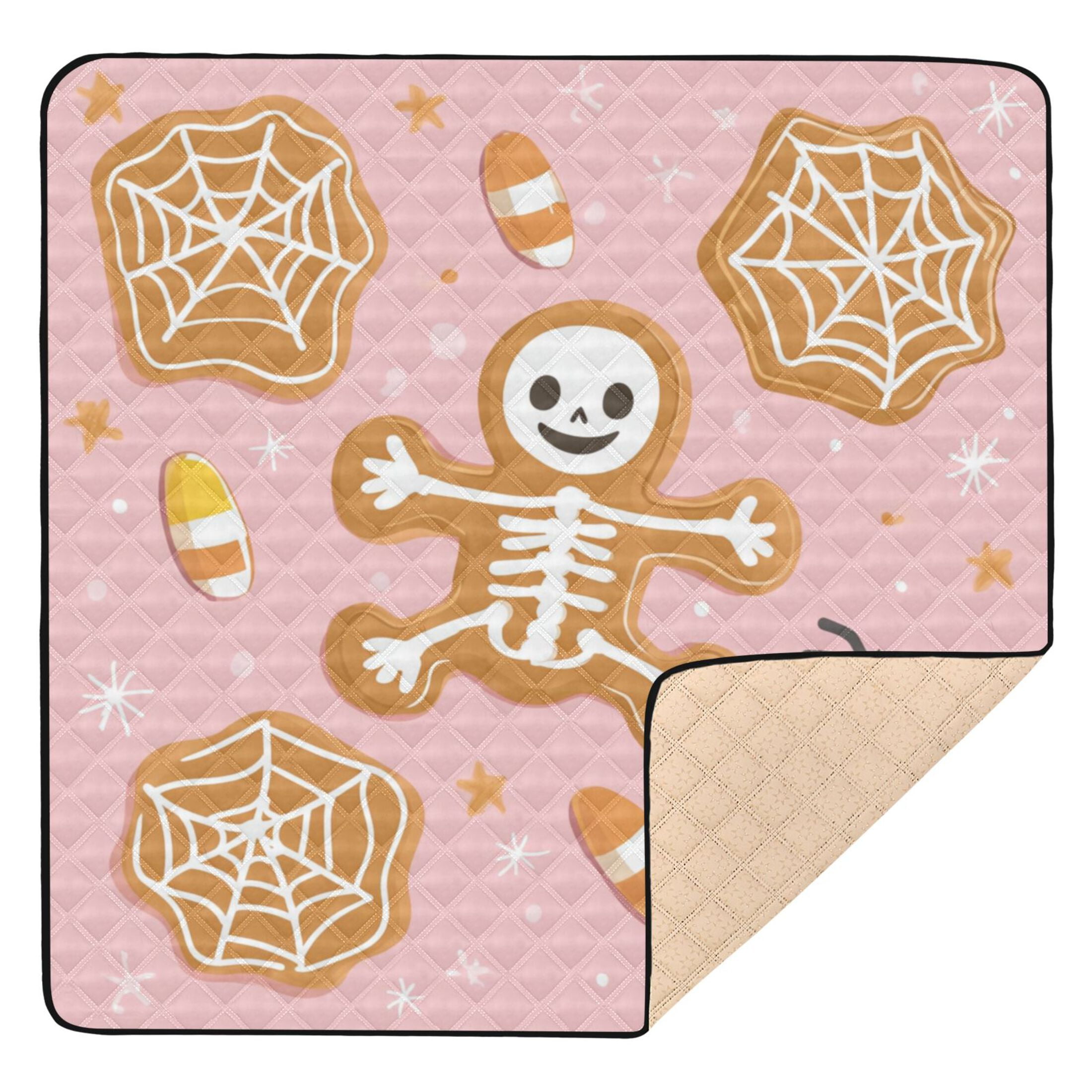 WOBOGO Halloween Cookies and Gingerbread Men Pattern Baby Playmats Extra Large Waterproof Rollable Activity Pads for Toddlers 50×50inch
