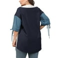 thumbnail image 6 of Summer Plus Size Tops for Women V Neck Loose Oversized T Shirts Lace up Half Sleeve Blouses Colorblock Tunic Tops, 6 of 7