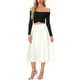 thumbnail image 2 of Falda midi plisada metálica con cintura elástica para mujeres INSPIRE CHIC XS blanca, 2 of 6