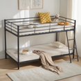 thumbnail image 3 of Hassch Twin Over Twin Size Bunk Bed with Inclined Ladder, Metal Bed Frame with Built-in Ladder for Bedroom, Space Saving, Black, 3 of 8