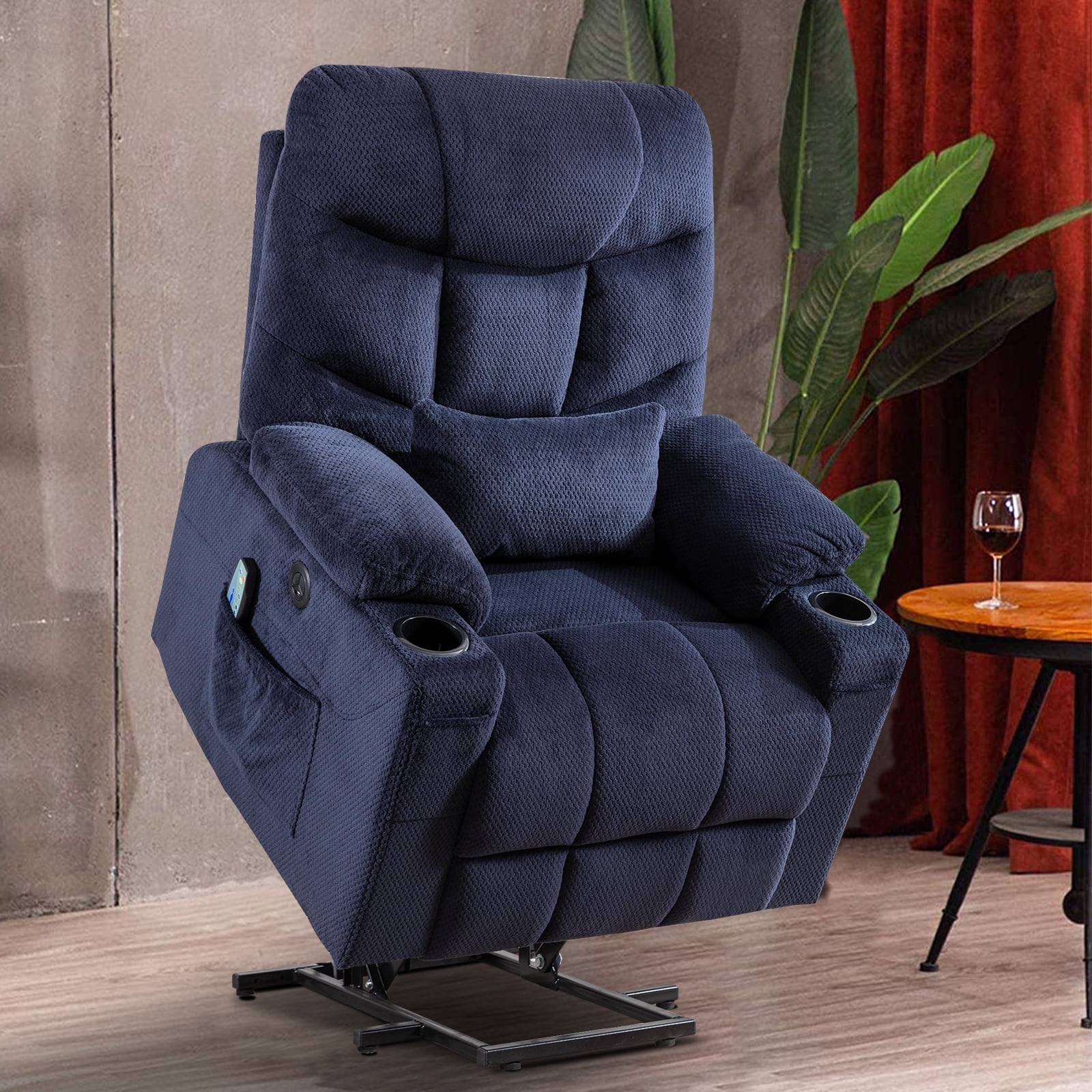Power Lift Recliner Chairs Velvet Electric Recliner with Vibration