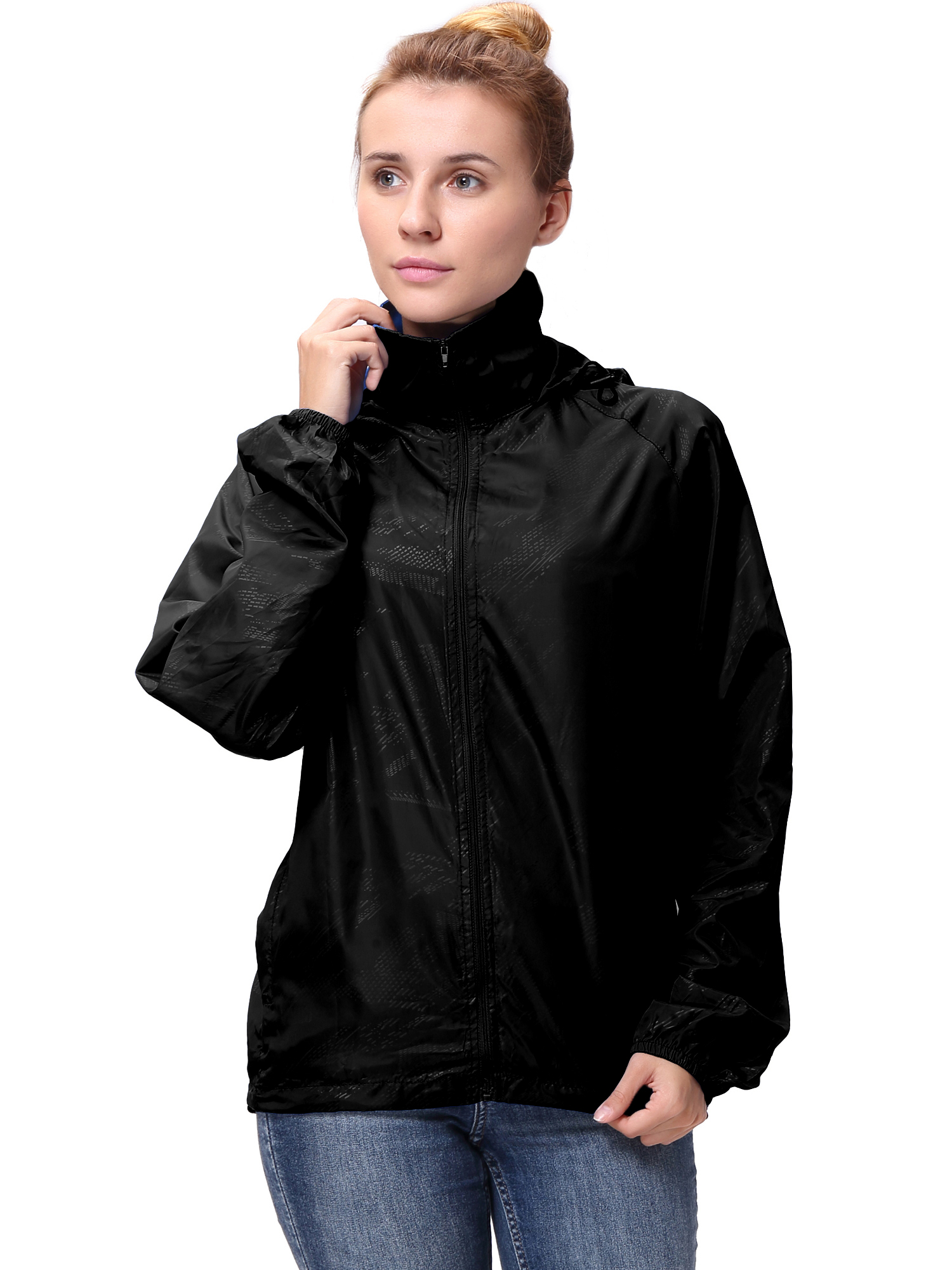 Fashion Womens/Mens Outdoor Lightweight windbreaker Jackets Waterproof Rain Coat Outwear Zip-Up Long Sleeve Hoodie Sport Windbreaker - image 3 of 9