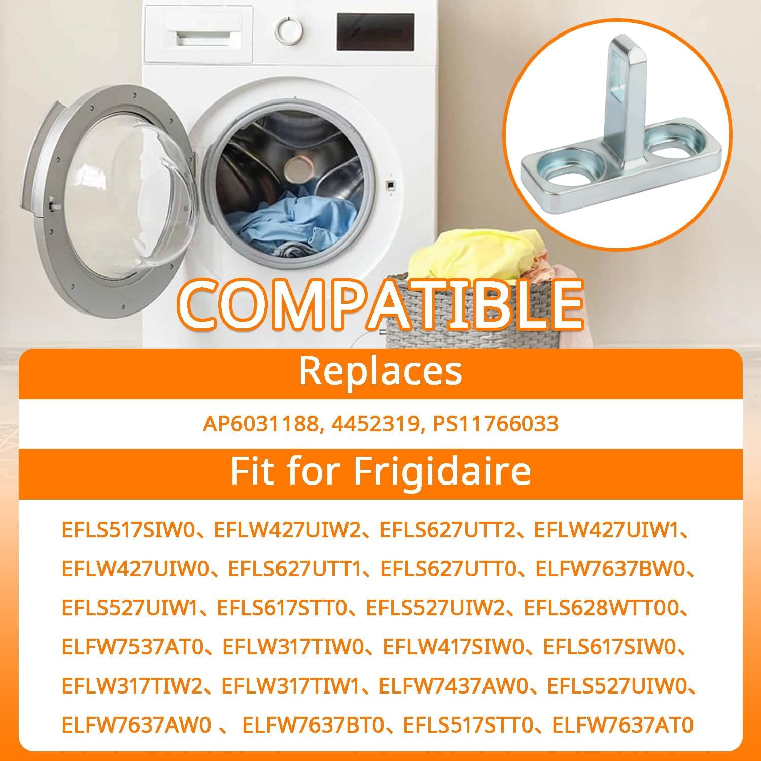 JJEAN-5304505088 Washer Door Strike for Frigidaire and Electrolux Washer Door Latch, Replace AP6031188, 4452319, PS11766033 Washer Door Strike ReplacementWashing Machine Parts
