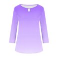 thumbnail image 6 of LADIGASU Women's Solid Color Round Neck Hollow Out Three Quarter Sleeve 3/4 Sleeve T-shirt Top, 6 of 6