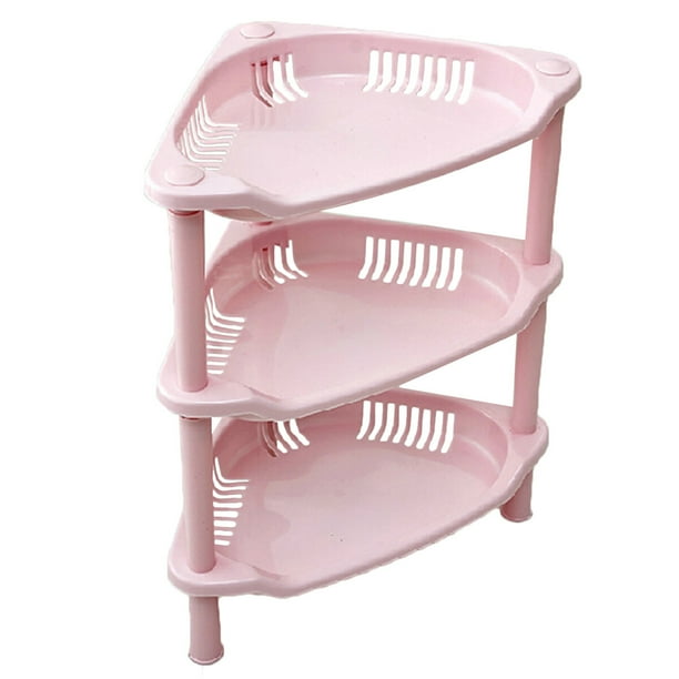 Estantería triangular de plástico para cocina y baño, con 3 estantes, independiente, para esquinas (color aleatorio)
