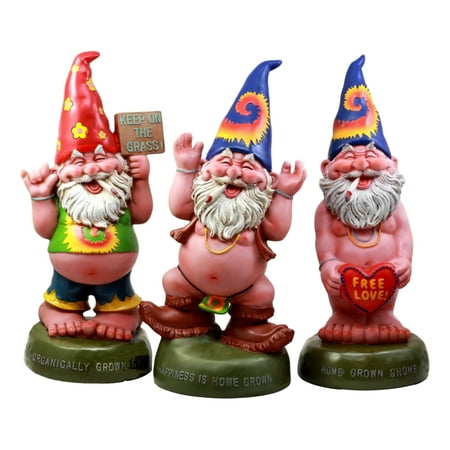 - Ebros Free Spirited Pot Smoking Hippie Gnome Statue Set 13.5