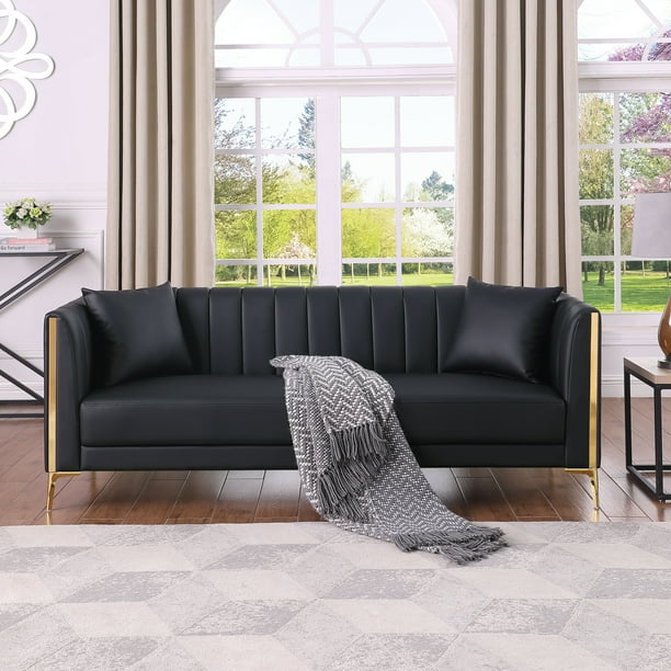 Homfa 3 Seater Sofa, Stylish PU Leather Couch for Living Room