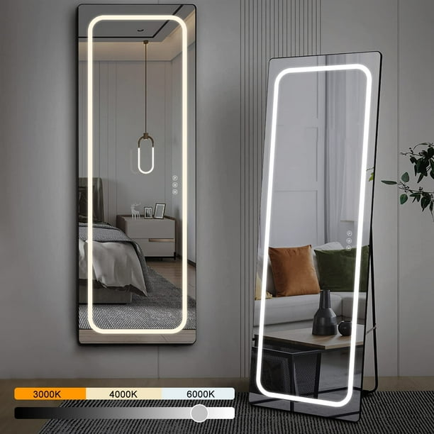 DingLiLighting LED Mirror Wall Full Length Mirror with Lights Stand