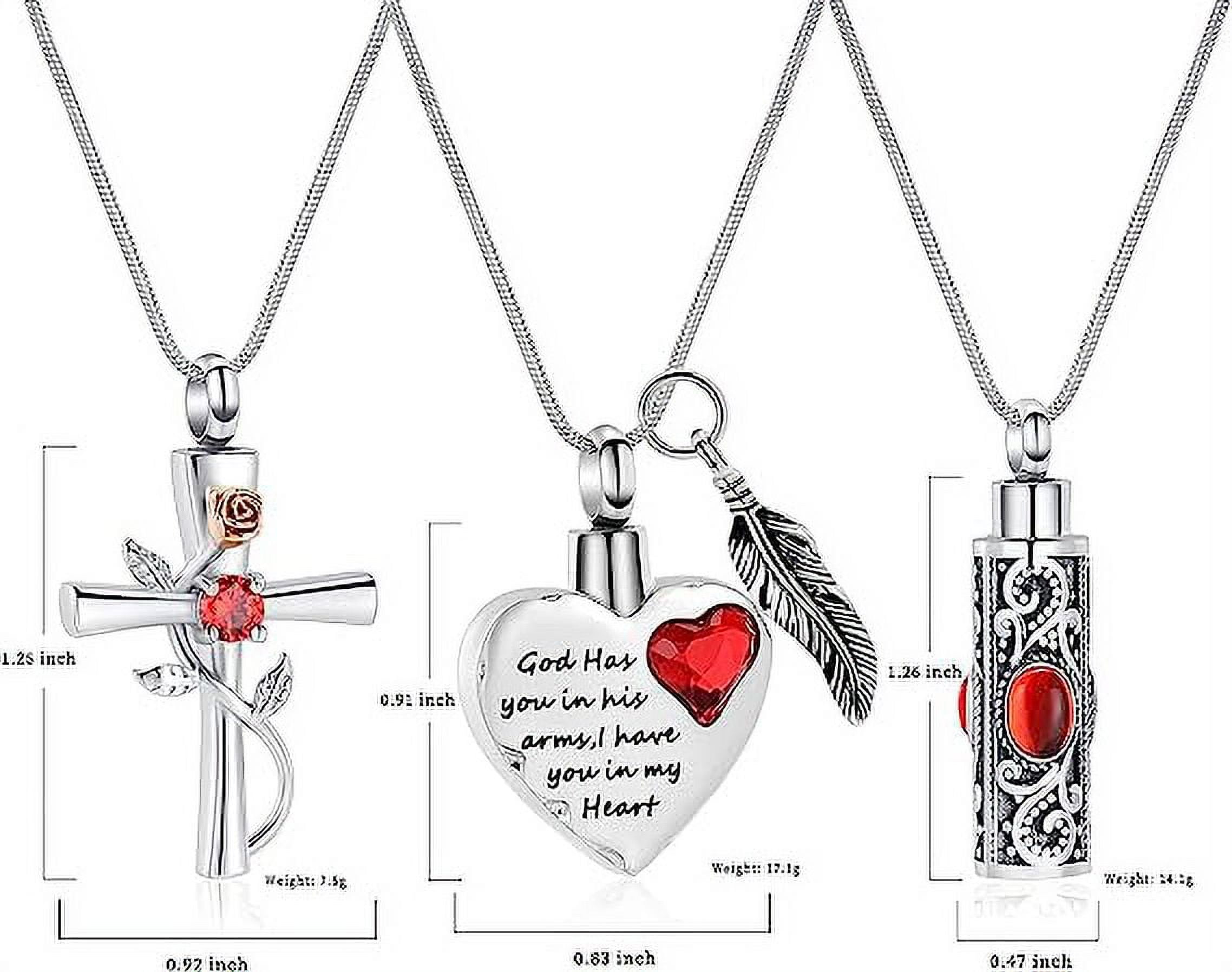 3 Pack Cylinder Cross Heart Cremation Jewelry for Ashes 3 Pieces Urn Necklace for Women Men Loved One Keepsake Memorial Mini Urn Holder