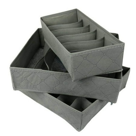 3 Pack Foldable Cloth Storage Box Closet Containers Divider with Drawers for Underwear, Ties, Scarves,Bras and Socks