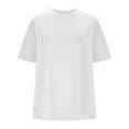 thumbnail image 4 of Otntypg Women's Oversized T Shirts Trendy Solid Color Round Neck Baggy Tees Summer Half Sleeve Casual Comfy Cozy Cotton Tunic Tops White S, 4 of 6