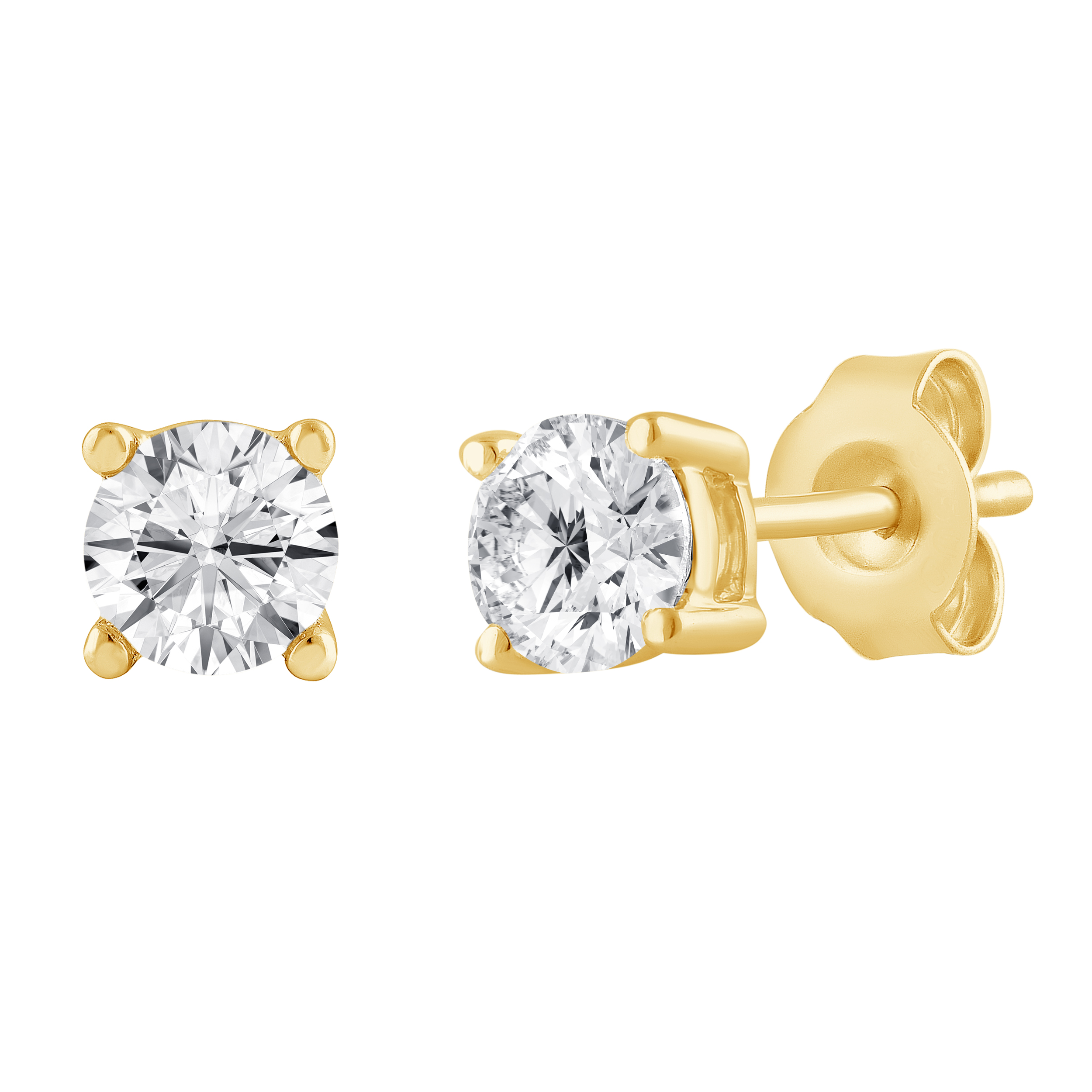 Unique Moments Women's 1 Ctw Round Lab Grown Diamond Stud Earrings Sterling Silver Yellow Plating